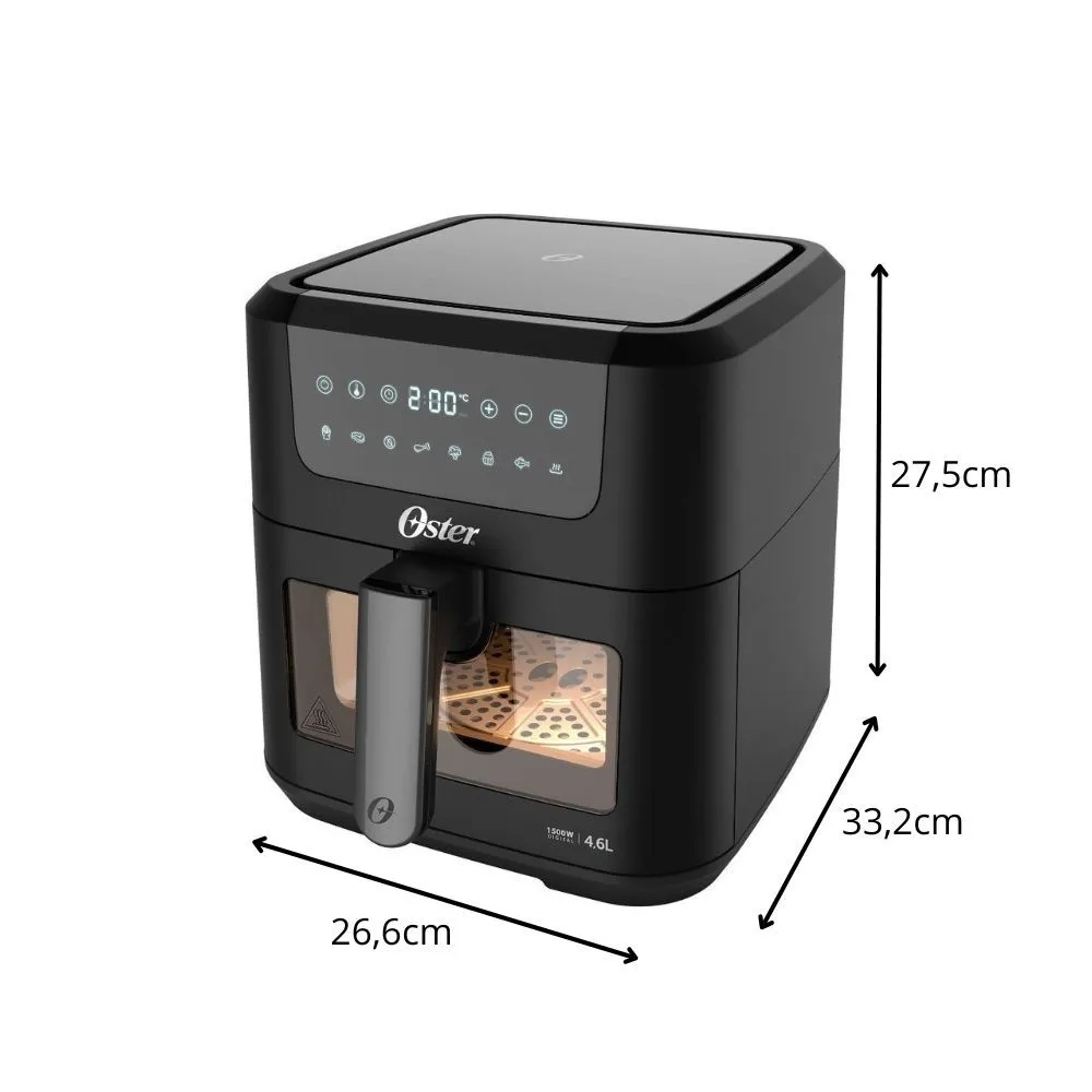 Fritadeira Air Fryer Oster OFRT970 Clear 4,6L 1500W Digital 110V