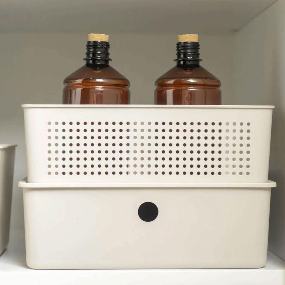 10 Caixas Organizadoras Multiuso Flow Bege 8,2L Ou Cestos Pl