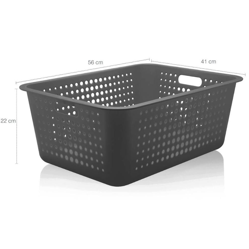 2 Caixas Organizadoras Grandes Organize Cestos Plásticos 40l Chumbo