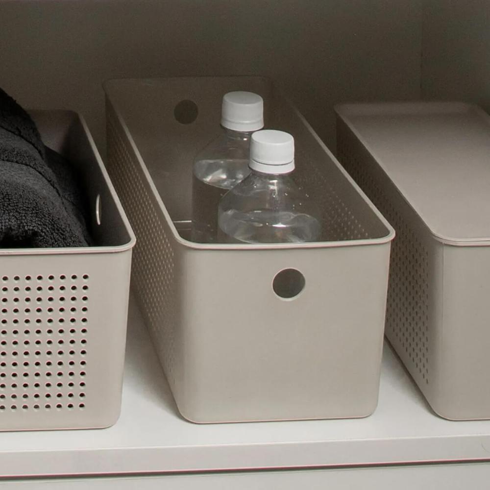 2 Cestos Organizadores Multiuso Empilháveis 4,2L Retangular 26x12x13cm com Perfurações Flow