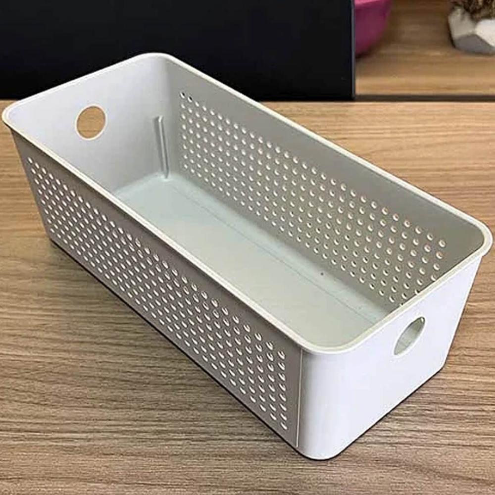 2 Cestos Organizadores Multiuso Empilháveis 4,2L Retangular 26x12x13cm com Perfurações Flow