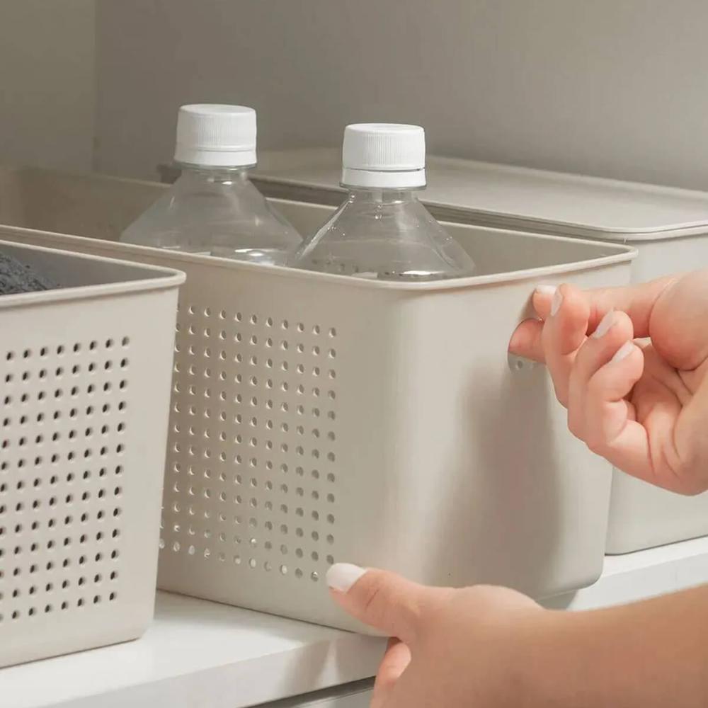 2 Cestos Organizadores Multiuso Empilháveis 4,2L Retangular 26x12x13cm com Perfurações Flow