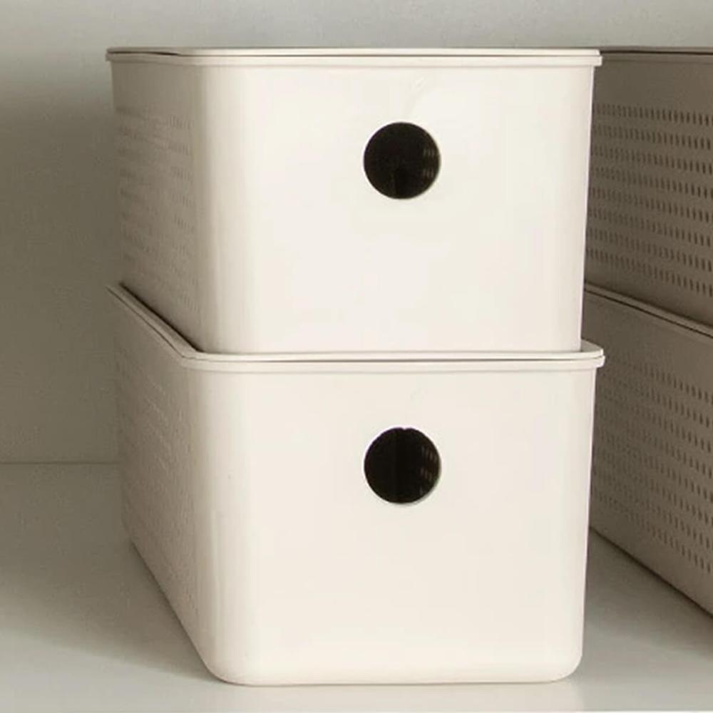 2 Cestos Organizadores Multiuso Empilháveis 4,2L Retangular 26x12x13cm com Perfurações Flow
