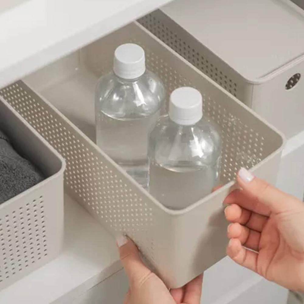 2 Cestos Organizadores Multiuso Empilháveis 4,2L Retangular 26x12x13cm com Perfurações Flow