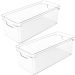 2 Organizadores Empilháveis Caixas Organizadoras Closet Geladeira Clear Natural