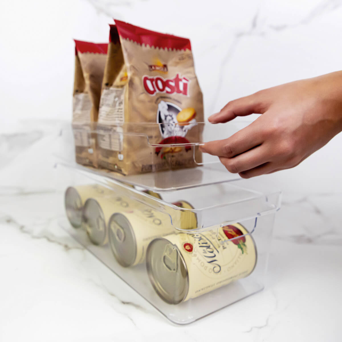 2 Organizadores Empilháveis Caixas Organizadoras Closet Geladeira Clear Natural