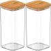 2 Potes Herméticos com Tampas de Bambu 340ml Porta Condiment