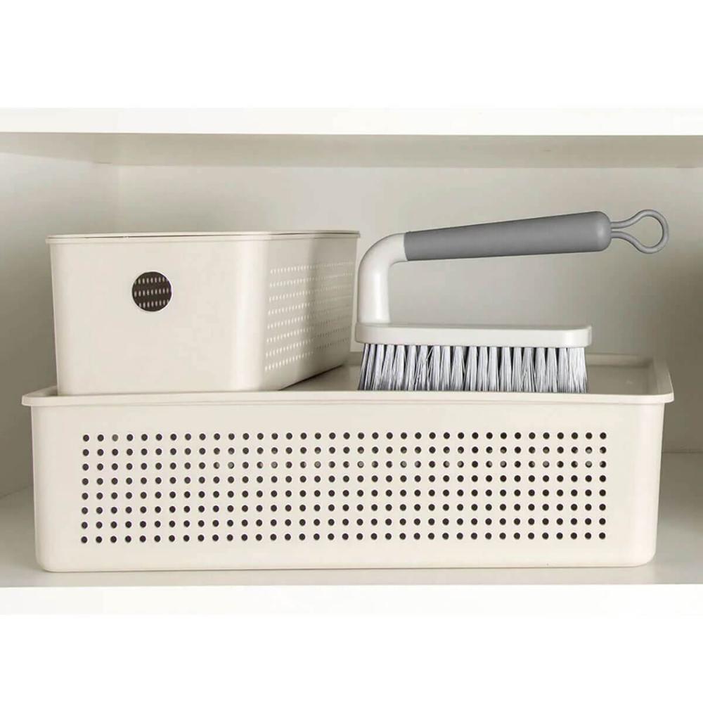 3 Caixas Organizadoras 27x12x9cm Bege Flow 3L Retangular Ces