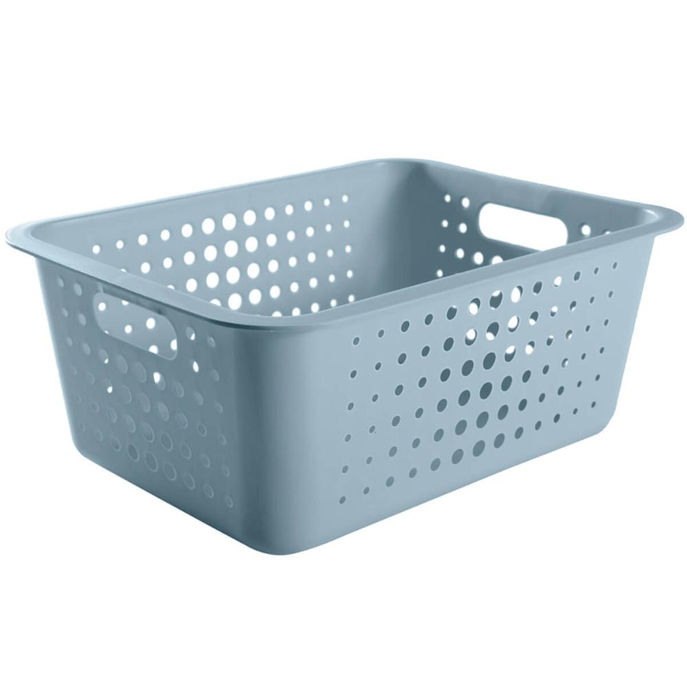 4 Caixas Organizadoras Grande Organize Cesto Plástico 14,5 Litros Azul Glacial