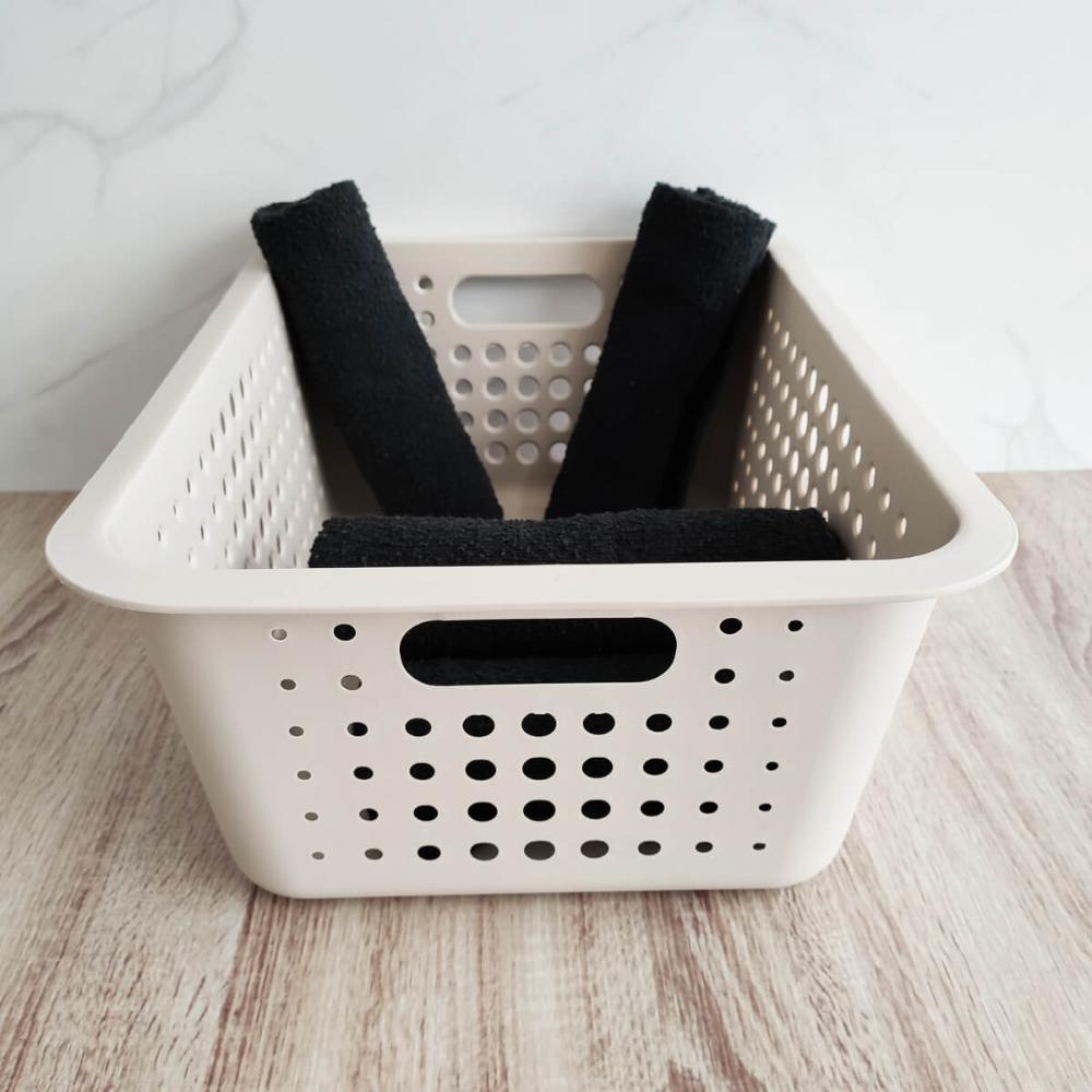 4 Caixas Organizadoras Grande Organize Cesto Plástico 14,5 Litros Bege