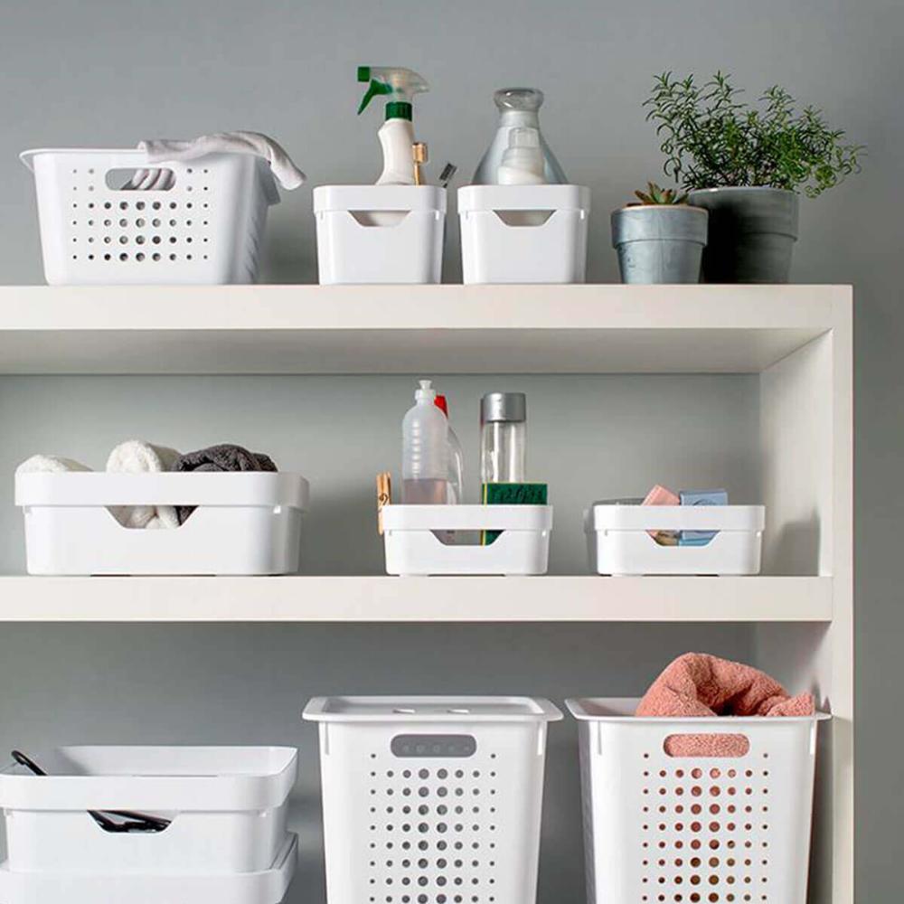 4 Caixas Organizadoras Grande Organize Cesto Plástico 14,5 Litros Branca