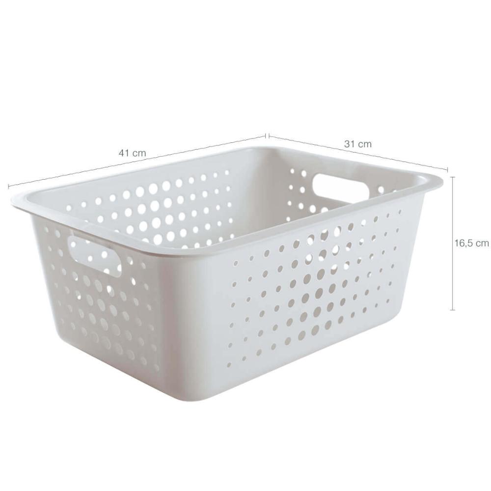 4 Caixas Organizadoras Grande Organize Cesto Plástico 14,5 Litros Branca