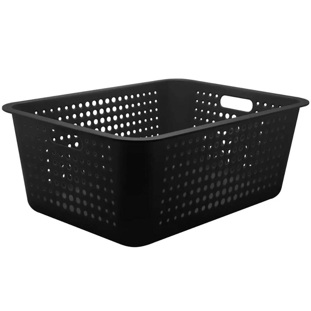4 Caixas Organizadoras Grande Organize Cesto Plástico 14,5 Litros Preta