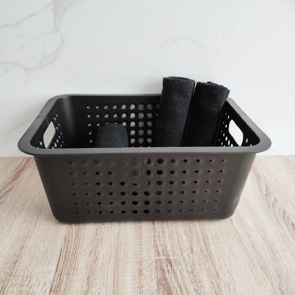 4 Caixas Organizadoras Grande Organize Cesto Plástico 14,5 Litros Preta