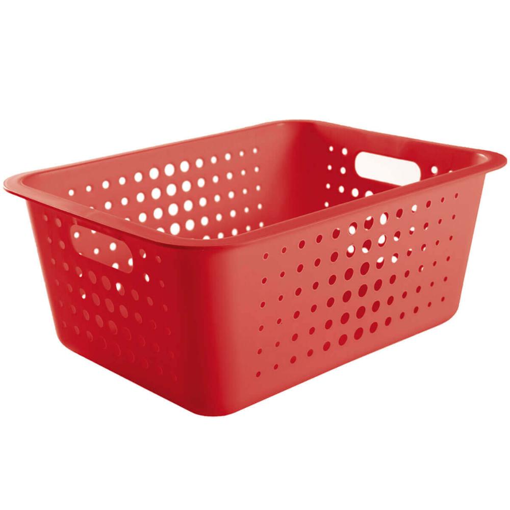 4 Caixas Organizadoras Grande Organize Cesto Plástico 14,5 Litros Vermelho