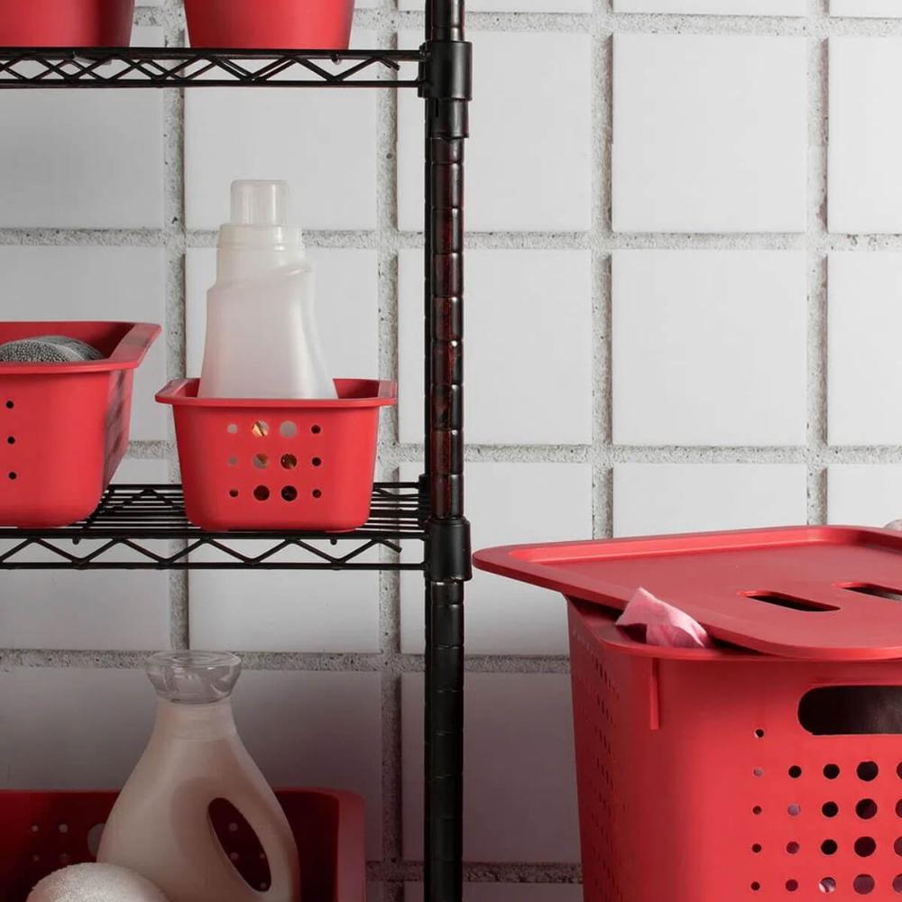 4 Caixas Organizadoras Grande Organize Cesto Plástico 14,5 Litros Vermelho