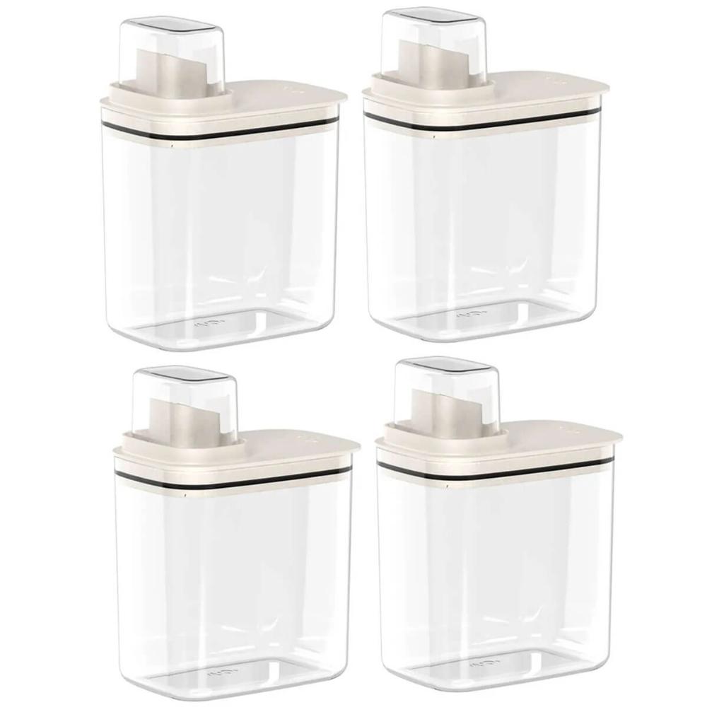 4 Dispensers para Produtos de Limpeza Amaciante e Sabão Líquido 1,5L Flow Bege Ou