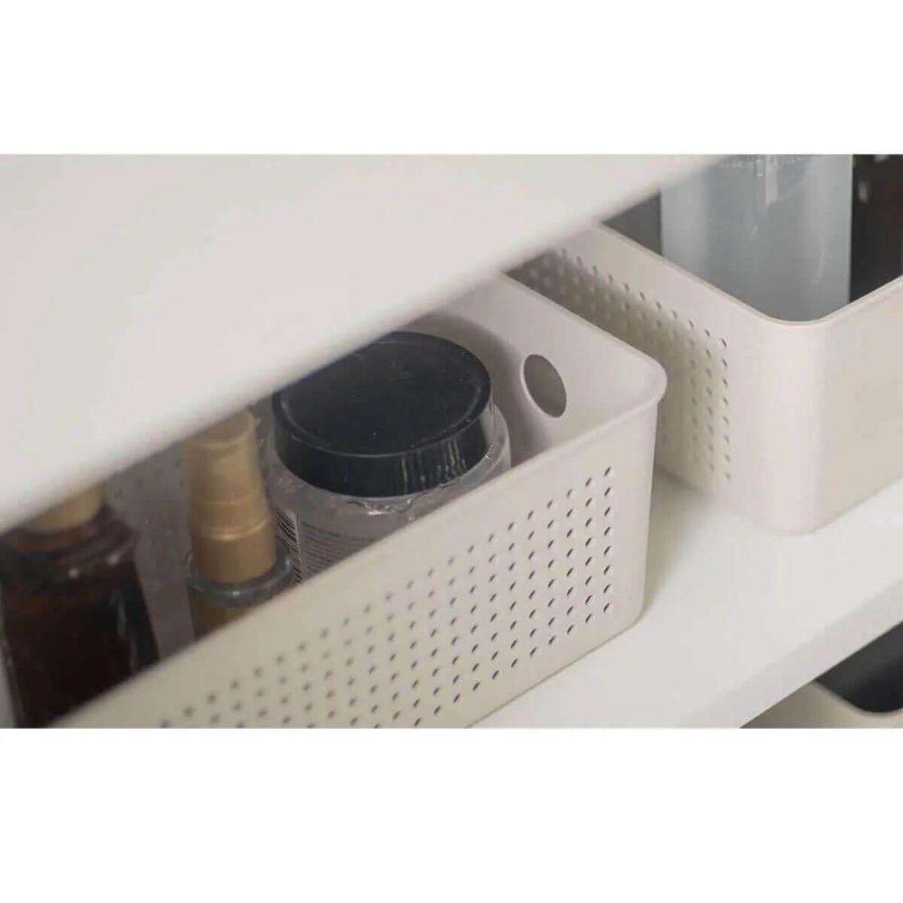 8 Caixas Organizadoras Multiuso Flow Bege 12L Ou Cestos Plásticos Lavanderia Closet