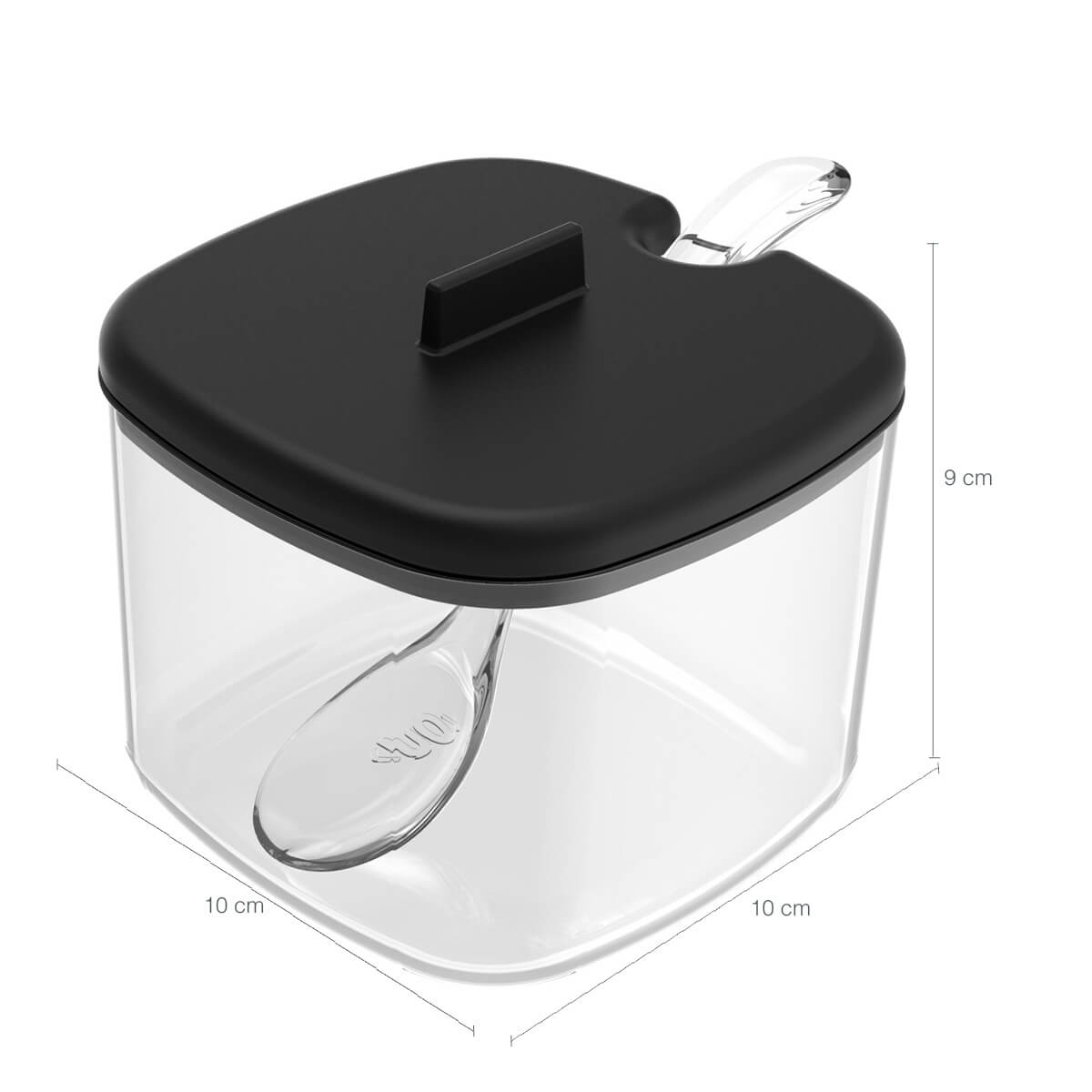 Açucareiro Com Tampa E Colher Para Servir Porta Açúcar Cozinha Preto