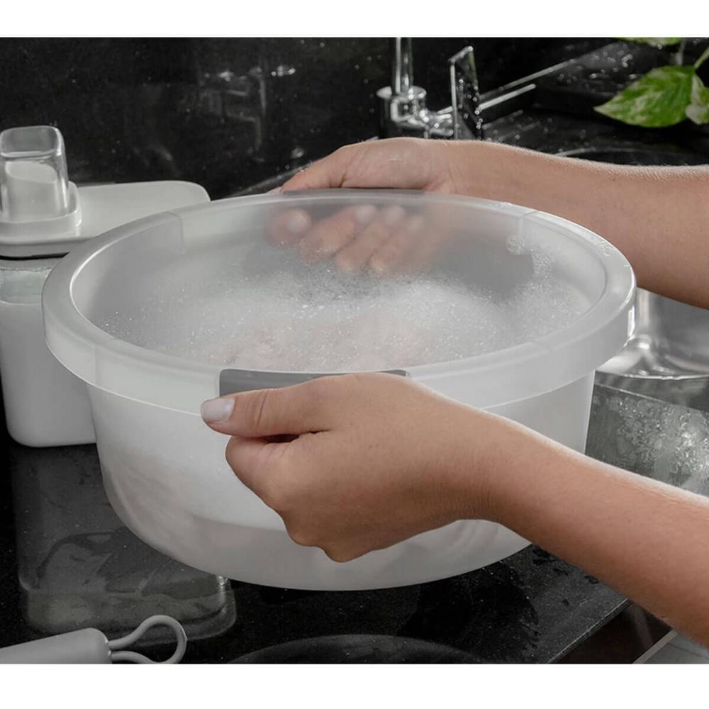 Bacia Flow 5L Bege Ou com Pega Ergonômica e Gradação de Litros Lavanderia Limpeza