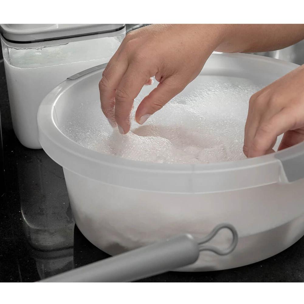 Bacia Flow 5L Bege Ou com Pega Ergonômica e Gradação de Litros Lavanderia Limpeza