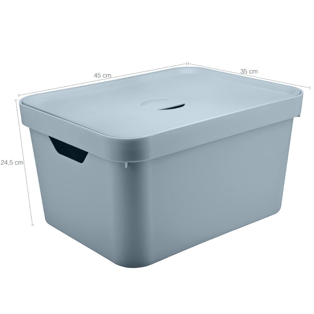 Caixa Organizadora 32L Organizador De Brinquedos Tampa Cube Azul Glacial