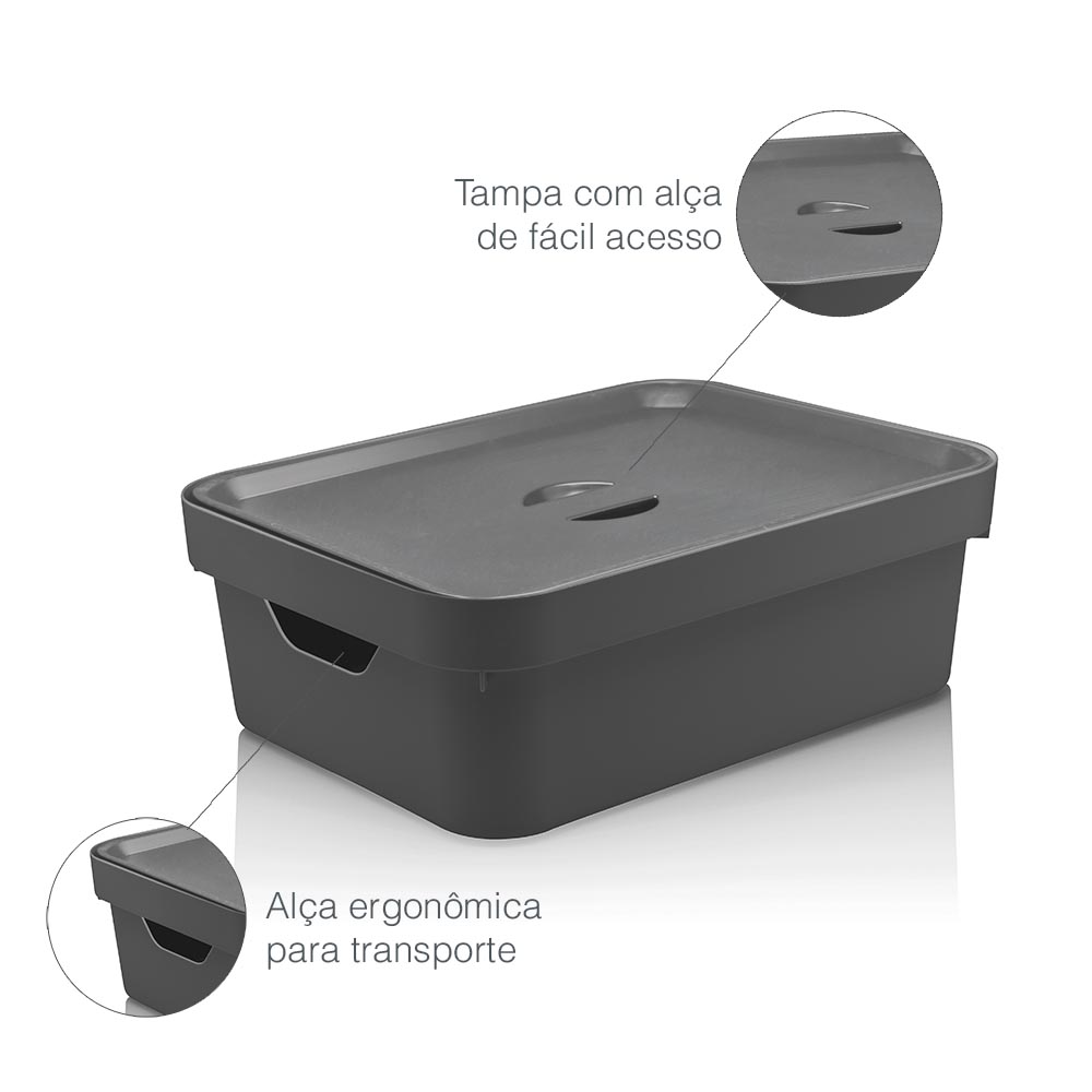 Caixa Organizadora Grande Para Closet 10L Com Tampa Nordi Bege