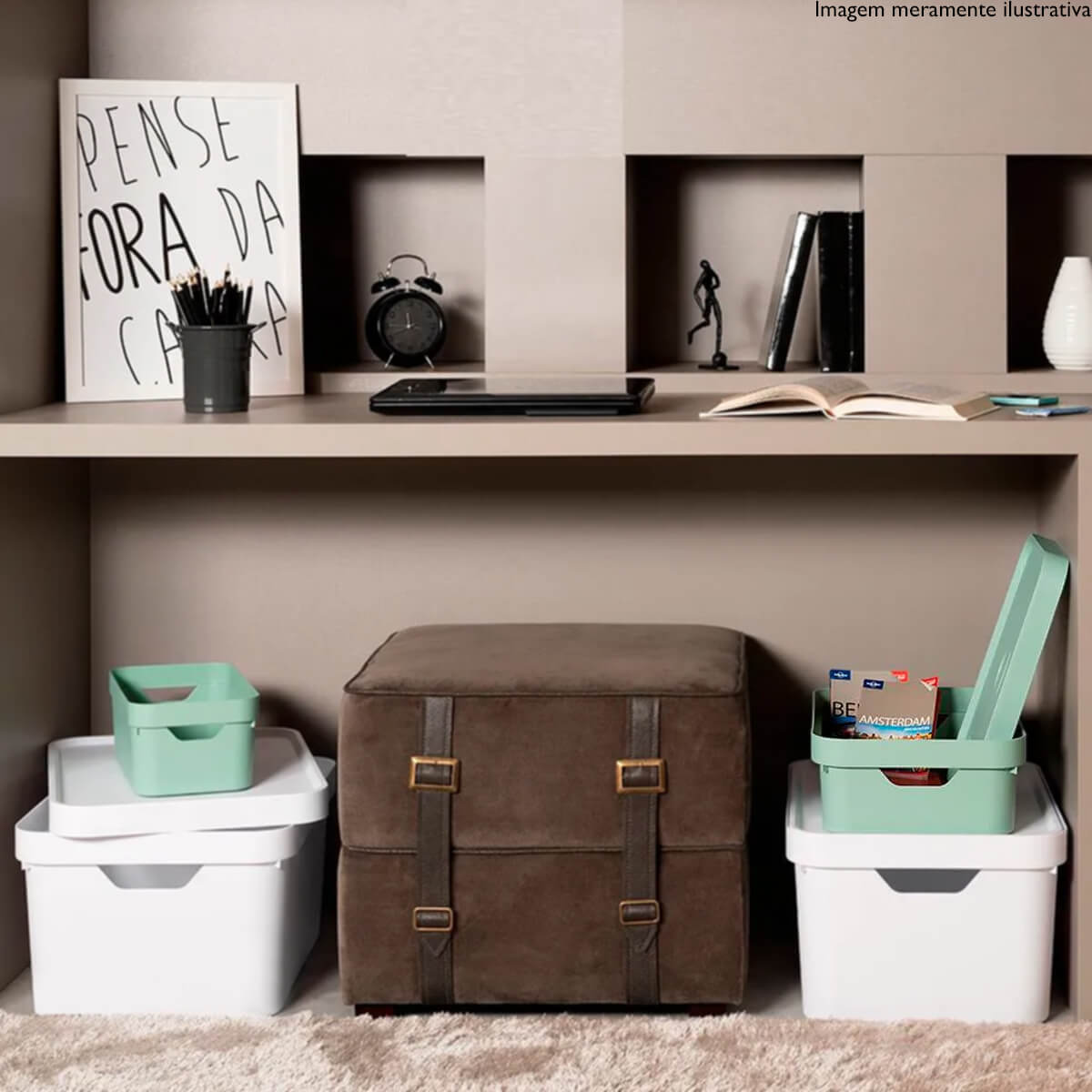 Caixa Organizadora Grande Para Closet 10l Com Tampa Nordi Verde Menta