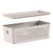 Caixa Organizadora com Tampa 27x12x10cm Bege Cesto Flow 3L O