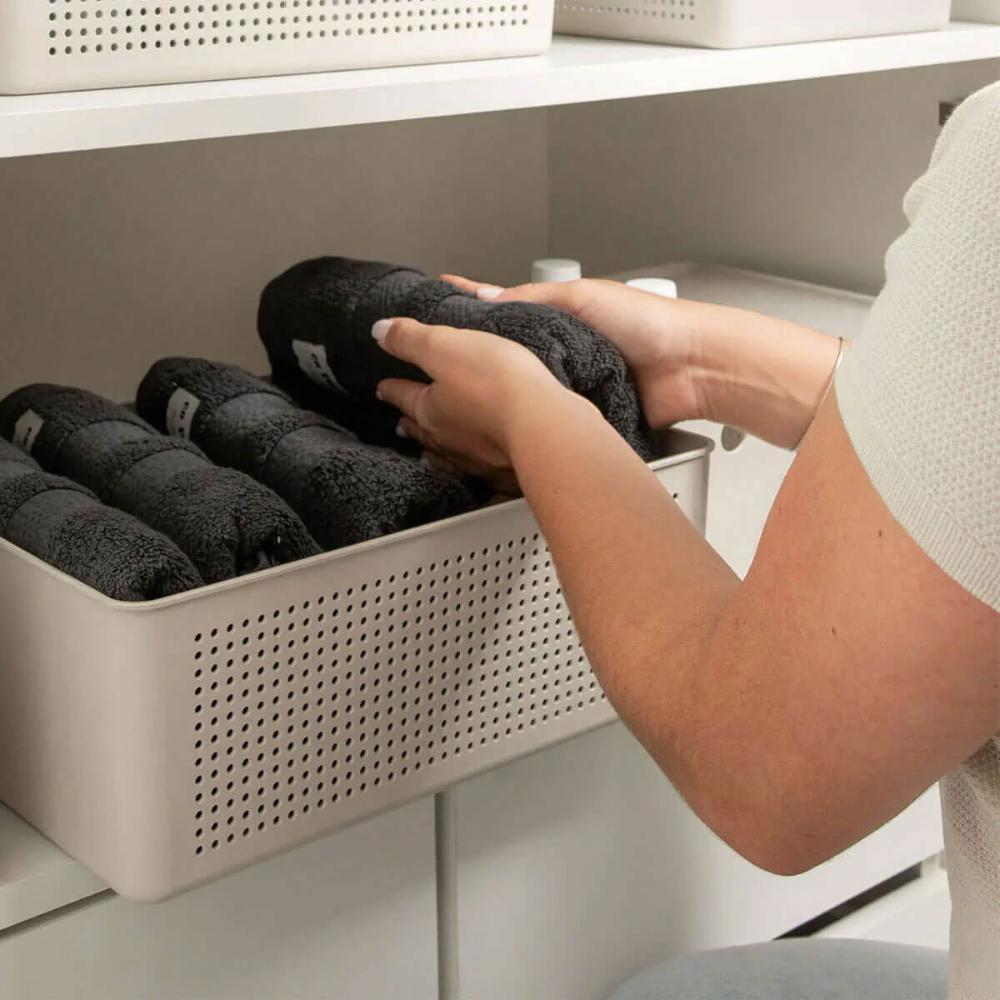 Caixa Organizadora com Tampa Ou Bege 27x22x9cm Cesto Organiz