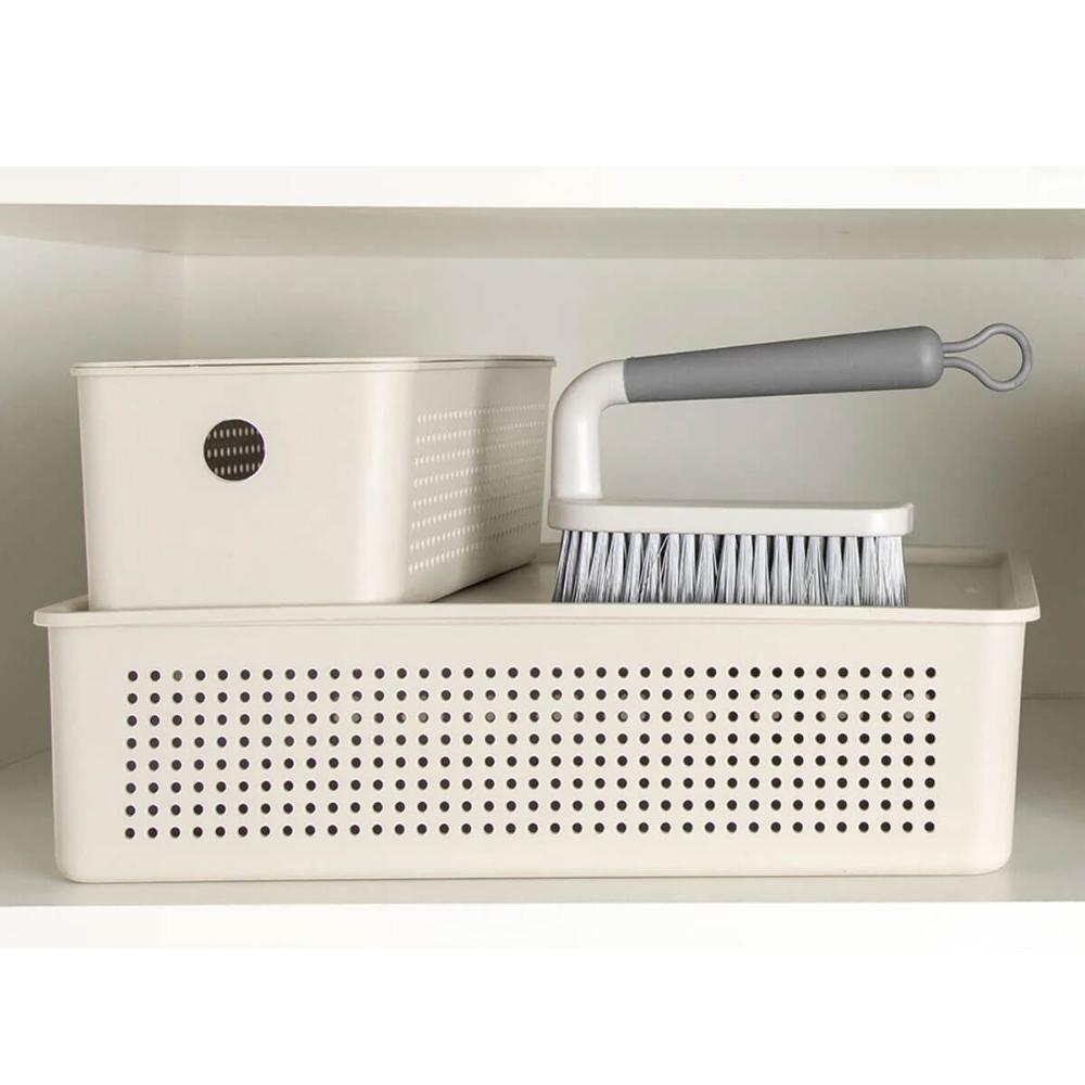 Cesto Organizador 27x12x9cm Flow Bege Caixa Organizadora 3L Lavanderia Banheiro