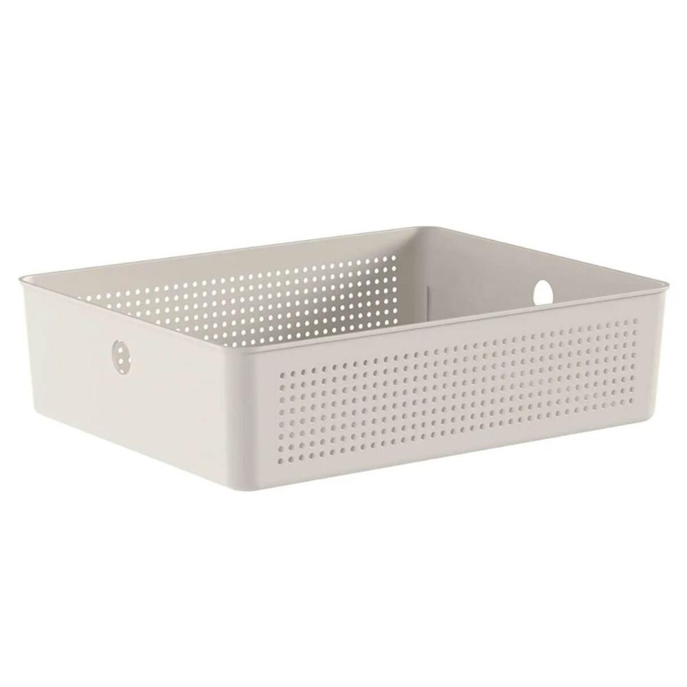 Cesto Organizador Baixo Bege Flow 34x27x9cm 8,2L Lavanderia