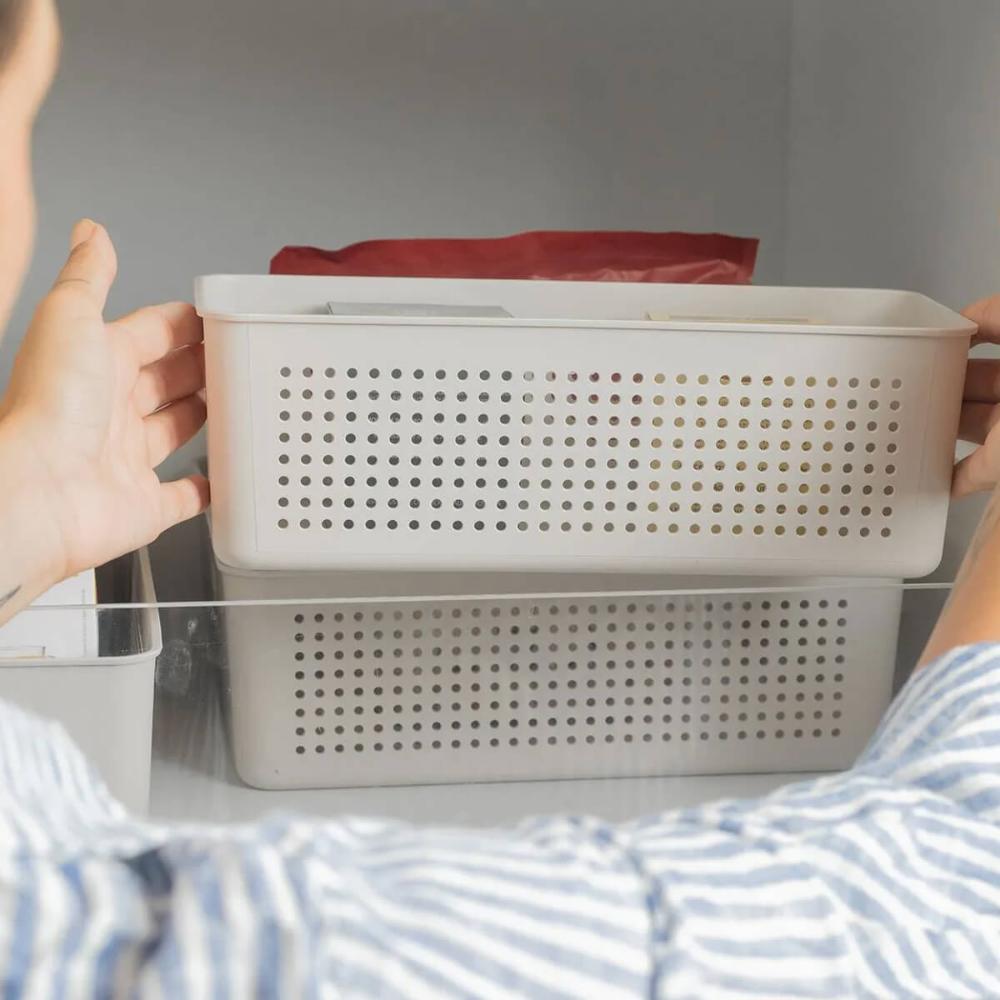 Cesto Organizador Multiuso 26x12x13cm Empilhável Perfurações