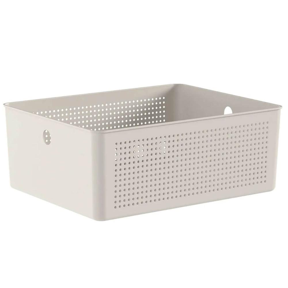 Cesto Organizador Multiuso Bege Flow 34x27x13cm Ou 12L Lavanderia Closet Banheiro