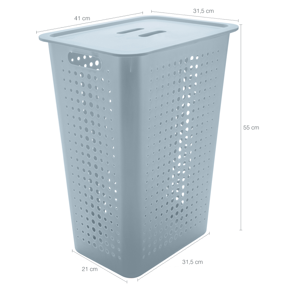Cesto Para Roupas Organizador Lavanderia 47 Litros Plástico Azul Glacial