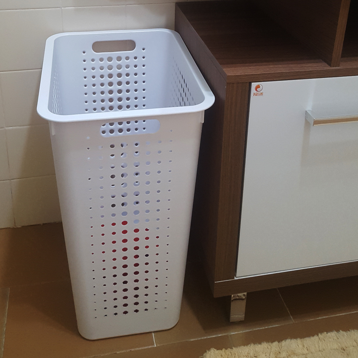 Cesto Para Roupas Organizador Lavanderia 47 Litros Plástico Branco