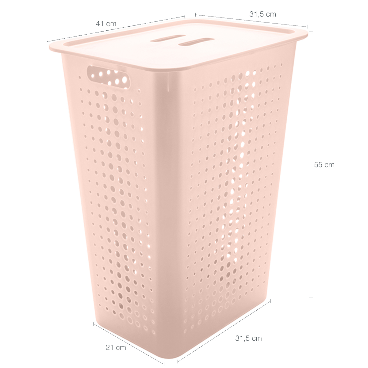 Cesto Para Roupas Organizador Lavanderia 47 Litros Plástico Rosa Nude
