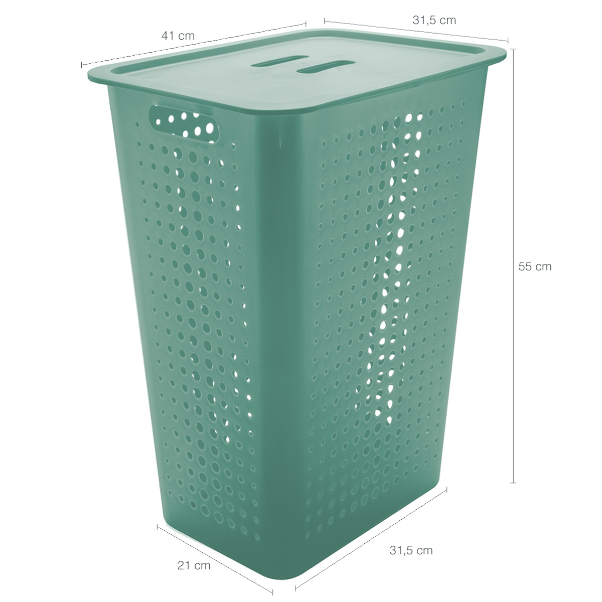 Cesto Para Roupas Organizador Lavanderia 47 Litros Plástico Verde Menta