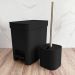Conjunto 2 Escovas Sanitárias com Suportes para Banheiro Lavabo Polipropileno Dual OU Preto