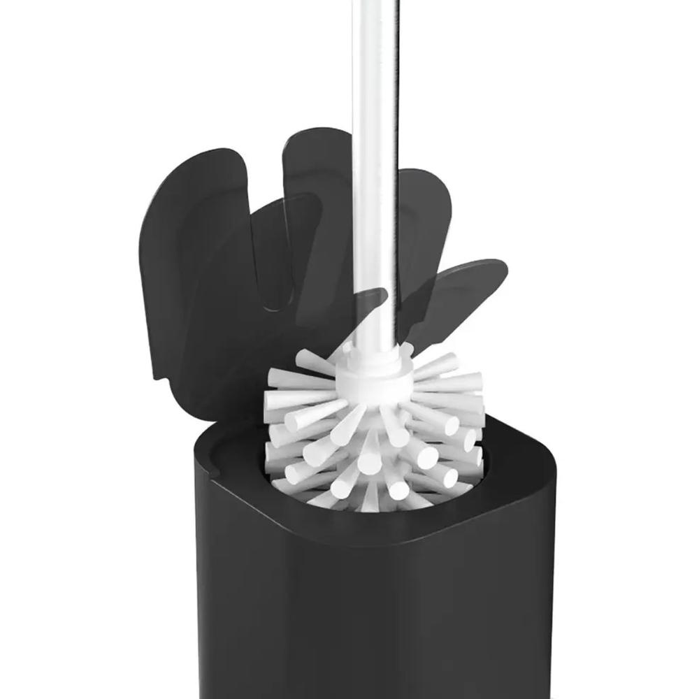 Conjunto 2 Escovas Sanitárias com Suportes para Banheiro Lavabo Polipropileno Dual OU Preto