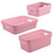 Conjunto 3 Caixas Organizadoras Multiuso Cesto Brinquedos Com Alça Rosa Quartzo