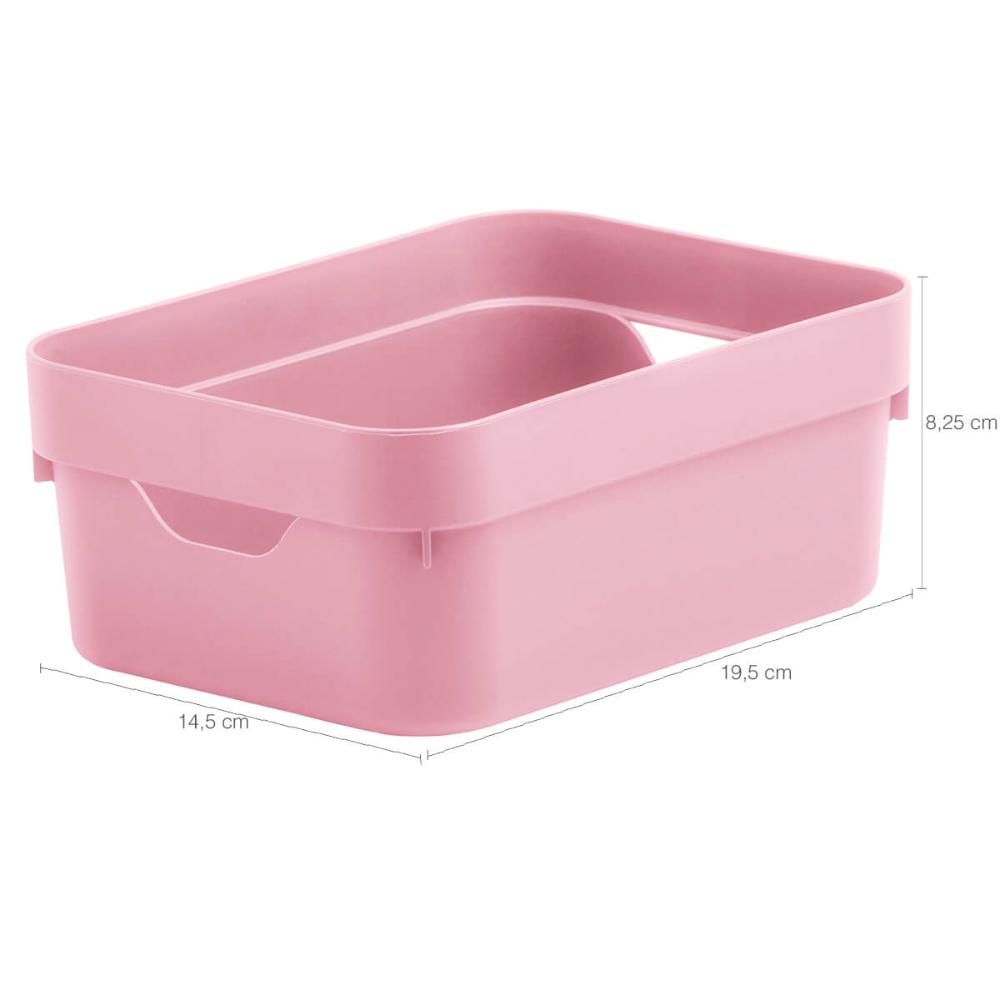 Conjunto 3 Caixas Organizadoras Multiuso Cesto Brinquedos Com Alça Rosa Quartzo
