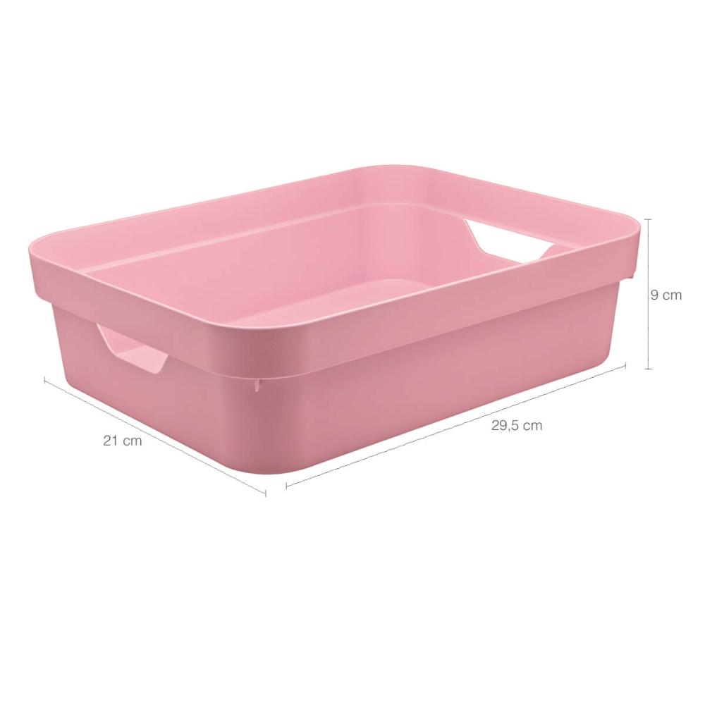 Conjunto 3 Caixas Organizadoras Multiuso Cesto Brinquedos Com Alça Rosa Quartzo