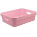 Conjunto 3 Caixas Organizadoras Multiuso Cesto Brinquedos Com Alça Rosa Quartzo