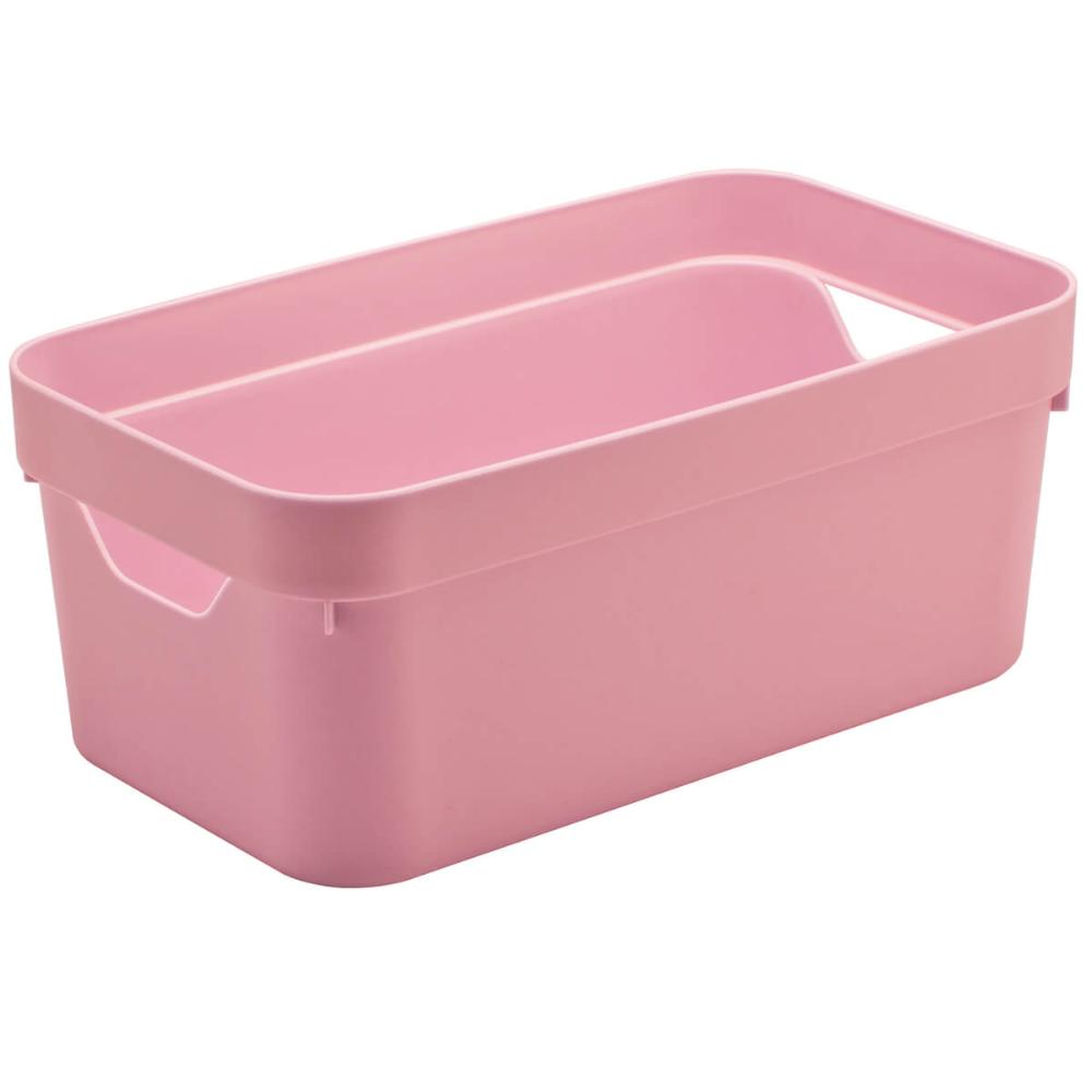 Conjunto 3 Caixas Organizadoras Multiuso Cesto Brinquedos Com Alça Rosa Quartzo