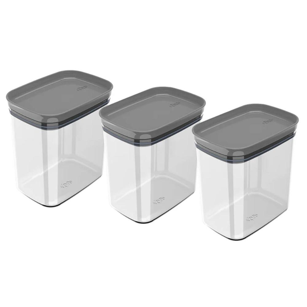 Conjunto 3 Potes Herméticos 1,5L Retangulares Porta Mantimen