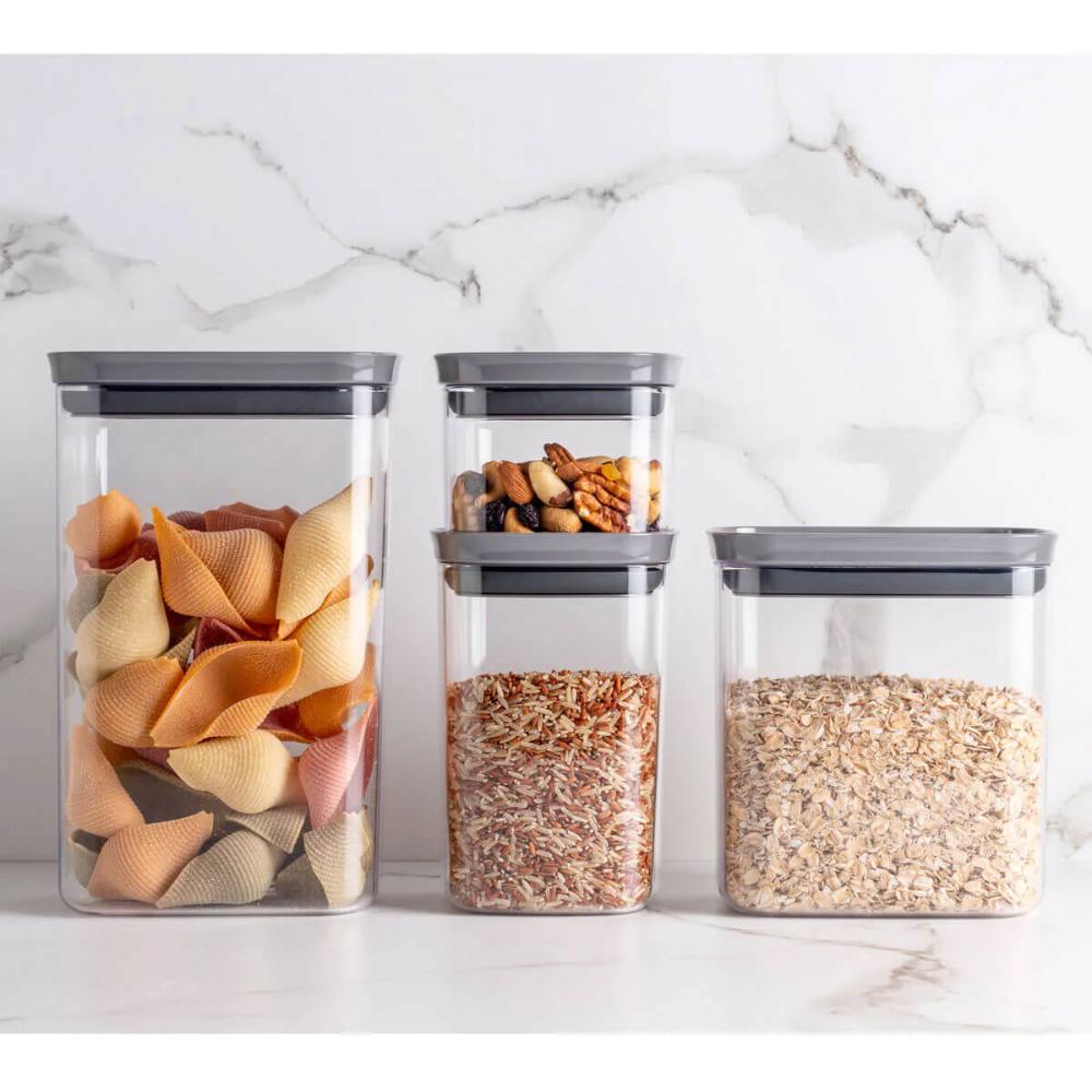 Conjunto 3 Potes Herméticos 1,5L Retangulares Porta Mantimen