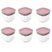 Conjunto 6 Potes Vedação Hermético 450ml Vedação Em Silicone Rosa