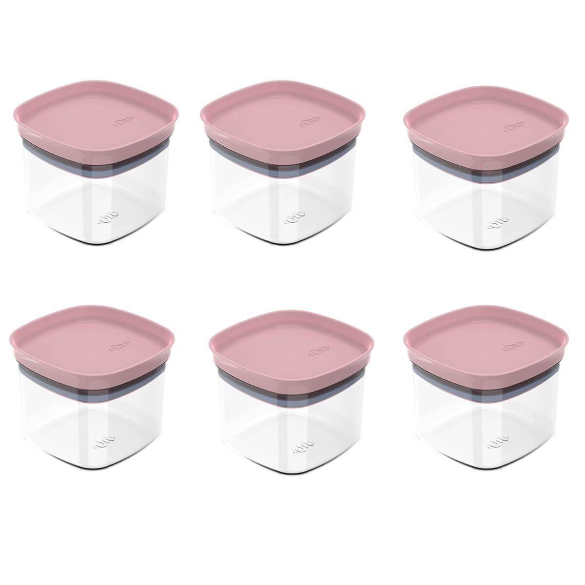 Conjunto 6 Potes Vedação Hermético 450ml Vedação Em Silicone Rosa