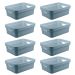 Conjunto 8 Caixas Organizadoras Cube Média 10,5L Plástico com Alças Laterais OU Azul Glacial
